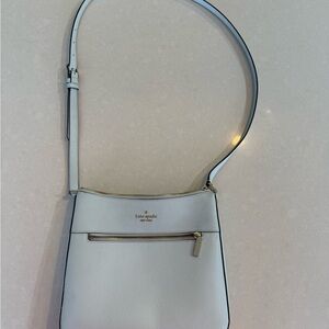 Kate Spade Large Pebbled Leather crossbody- crisp sky (light mint blue)
